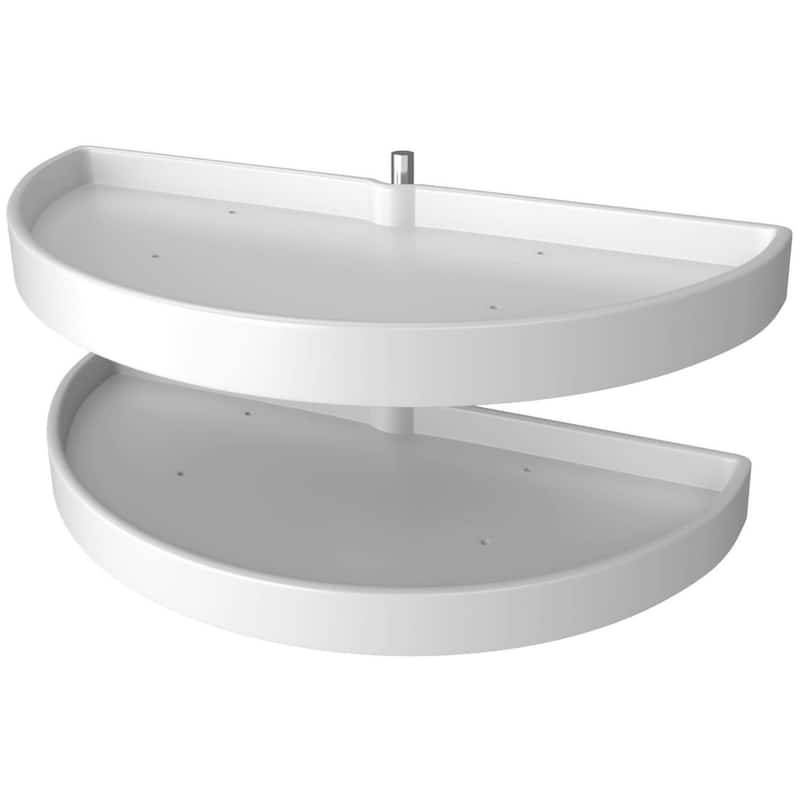 Rev-A-Shelf RAS Polymer 33 Inch Half Moon Shaped Pivoting 2 Shelf Lazy - White