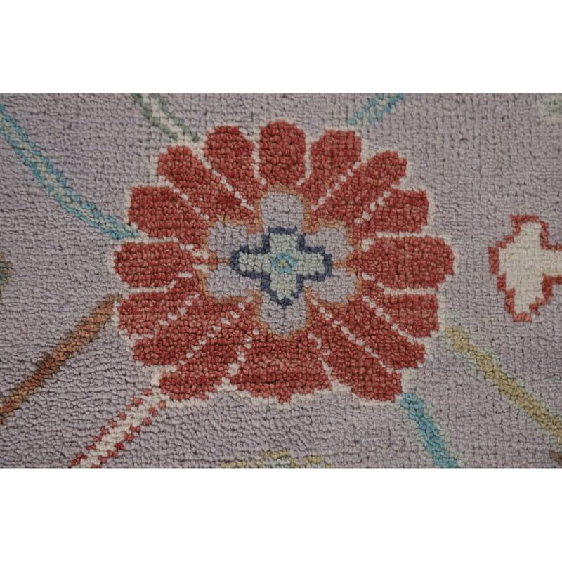 All-Over Floral Oushak Living Room Area Rug Handmade Wool Carpet - 7'10"x 9'8"