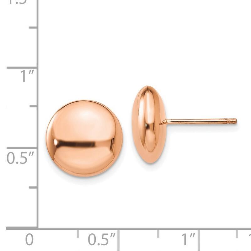 Curata 14k Rose Gold Polished 12mm Button Post Earrings