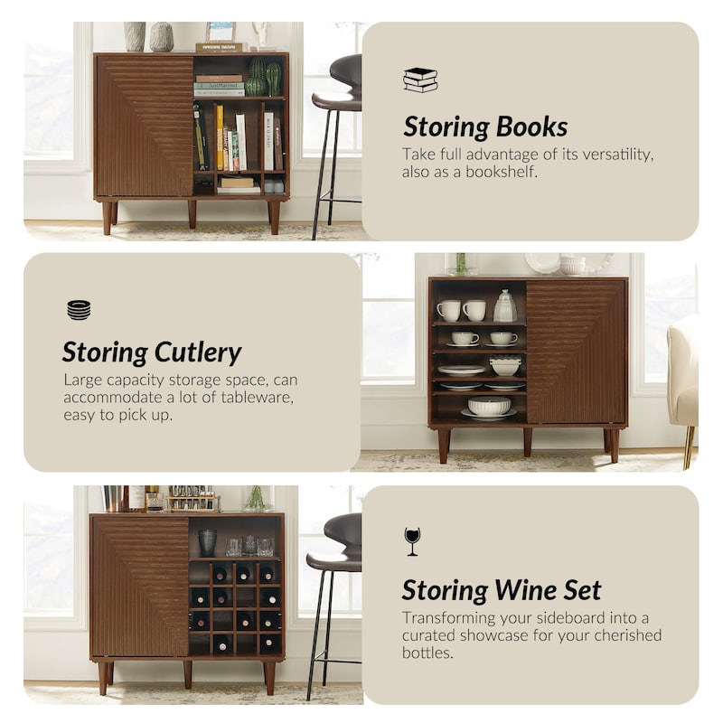 Alfred 34"Tall 2-Door Modern Multifunction Accent Cabinet with Adjustable Shelves by HULALA HOME - N/A