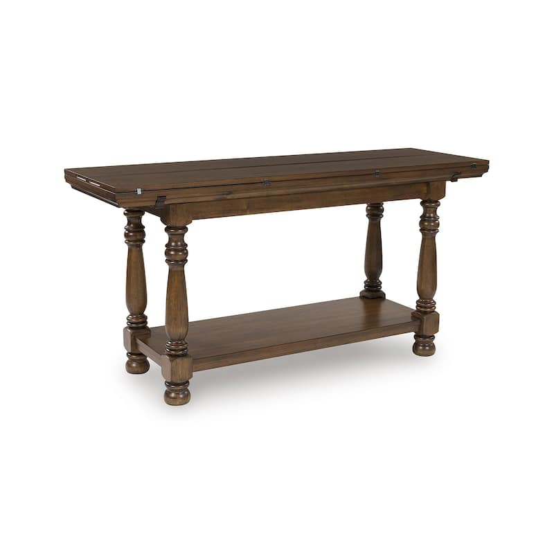Signature Design by Ashley Sturlayne Brown Flip Top Sofa Table - 60" W x 19" D x 30" H