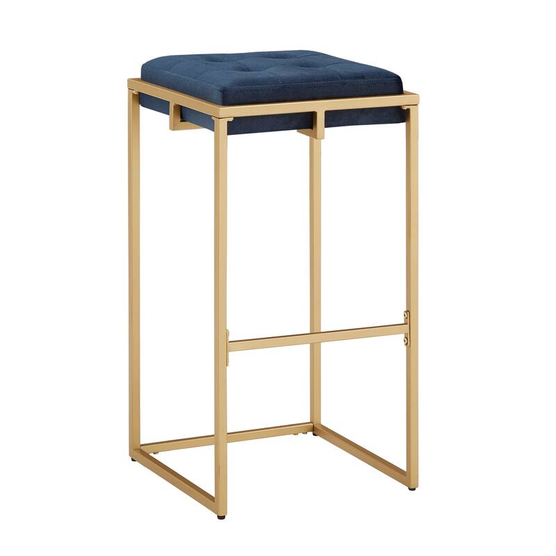 Perdita Gold Finish Velvet Button Tufted Bar Stools (Set of 2) by iNSPIRE Q Bold