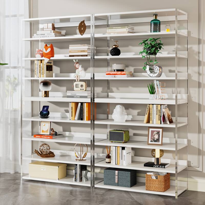 8-Tier Acrylic Shoe Rack, Modern Shoe Storage with Wood Shelves