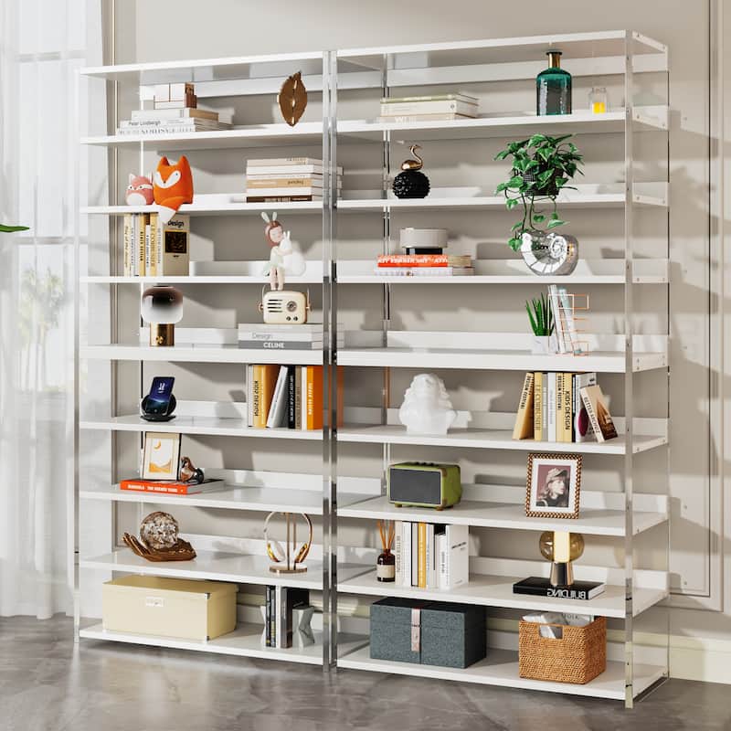 Bookshelf with Wood Shelves, Modern Bookcase, Display Storage Rack for Living Room, Bedroom, Home Office