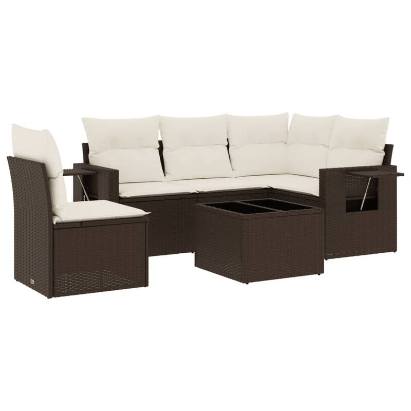 vidaXL Patio Sofa Set with Cushions Outdoor Conversation Furniture Poly Rattan