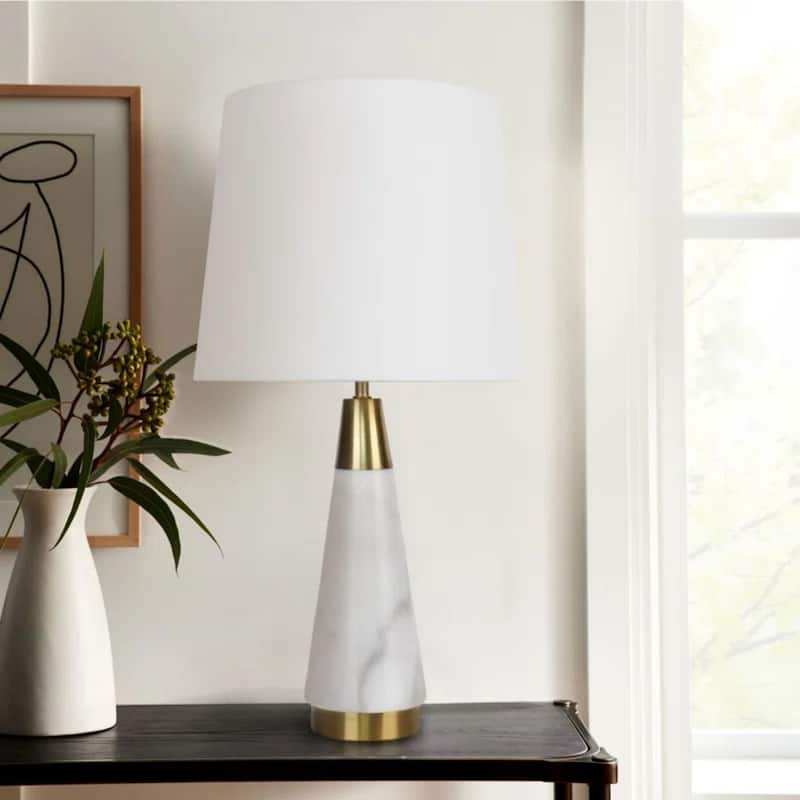 23.5 " Marble Table Lamp with fabric Shade