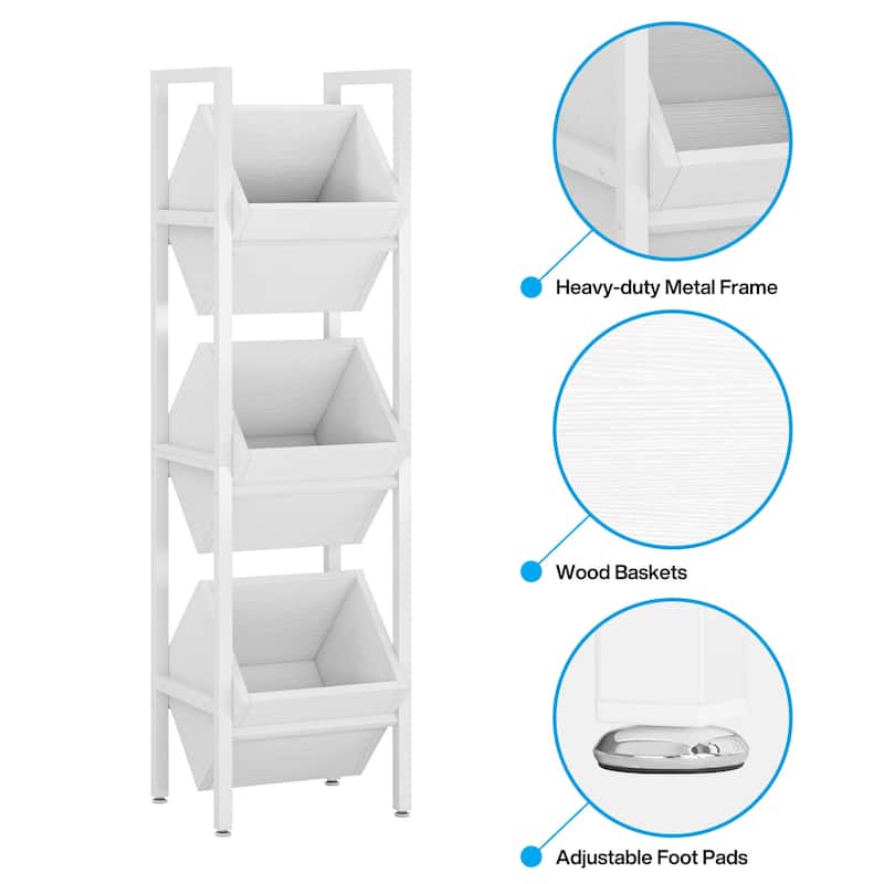 Vertical Standing Basket Storage Tower for Kitchen Bathroom Living Room