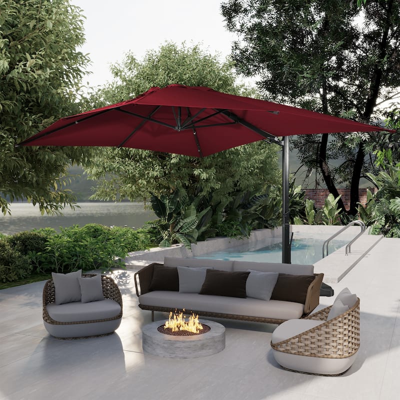 10 x 13ft Patio Rectangular Cantilever Market Umbrella With Stand