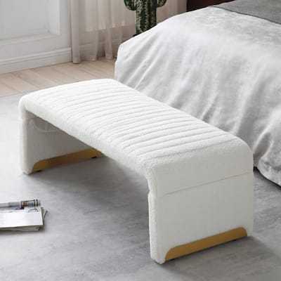 Modern U shape Ottoman Bench, Fabric End of Bed Bench Entryway Bench