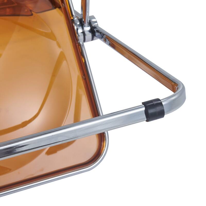 Lawrence Modern Foldable Acrylic Folding Chair with Accent Chrome Frame and Transparent Design for Home Living or Dining Room