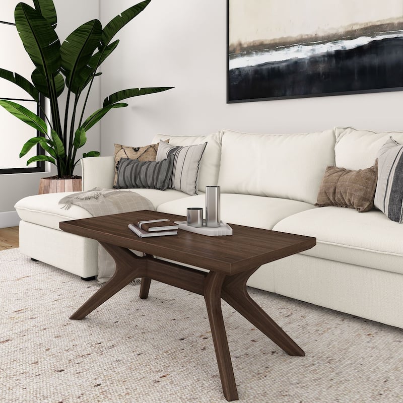 Plank and Beam Verso Rectangular Cross Leg Coffee Table - 40" - Walnut