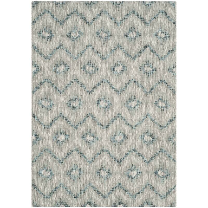 SAFAVIEH Courtyard Gorica Indoor/ Outdoor Waterproof Patio Backyard Rug - 2' x 3'7" - Grey/Blue