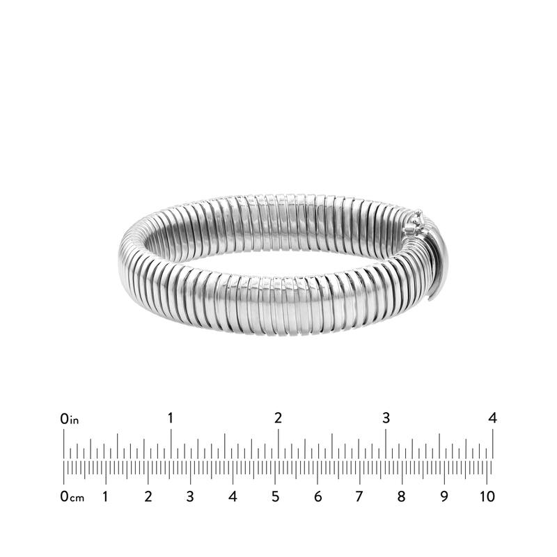 Curata 925 Sterling Silver 7.5" 15mm Italian Rhodium Tubogas Bangle Bracelet