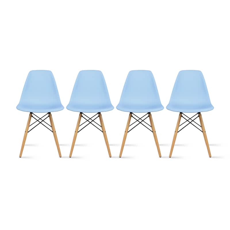 Molded Dining Side Chairs For Kitchen Eiffel Metal Legs Design Bedroom Waiting Room (Set of 4) - Blue