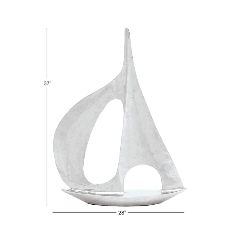Silver Aluminum Metal Sail Boat Decorative Sculpture