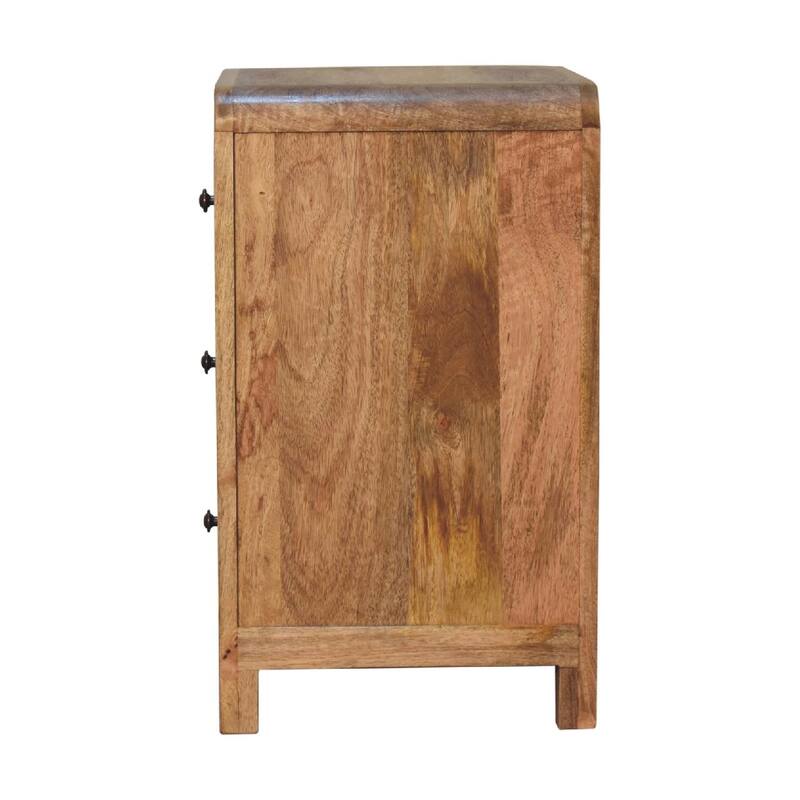 Artisan Furniture Solid Wood Oak-ish Naya Nightstand, Beige, 3 Drawers