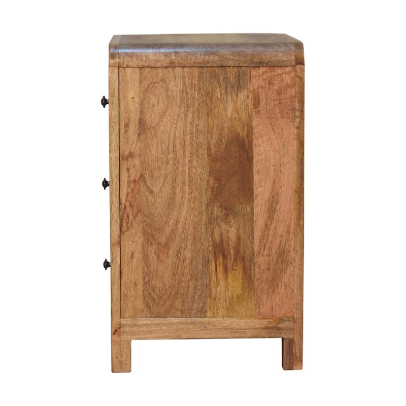 HomeRoots 24" Oak Solid Wood Three Drawer Nightstand