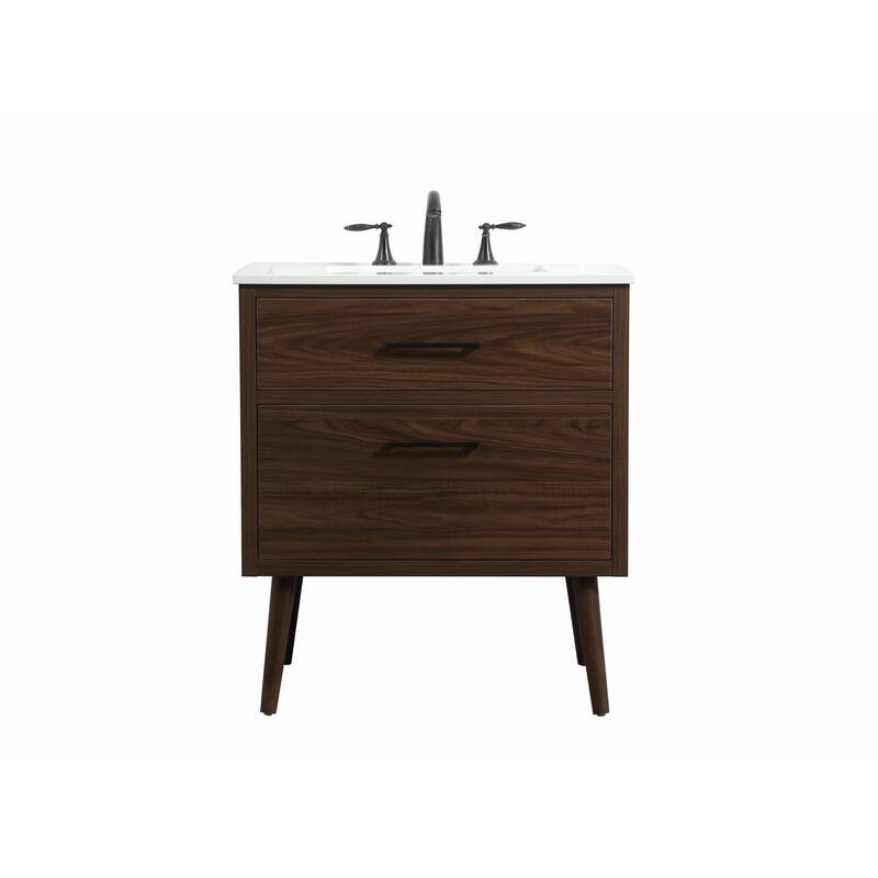Nautical 18 - 30 Inch Single Bathroom Vanity - 30 Inches - Walnut