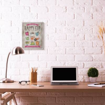 Stupell Industries Happy Cup Vintage Comic Book Design Canvas Wall Art, Proudly Made in USA