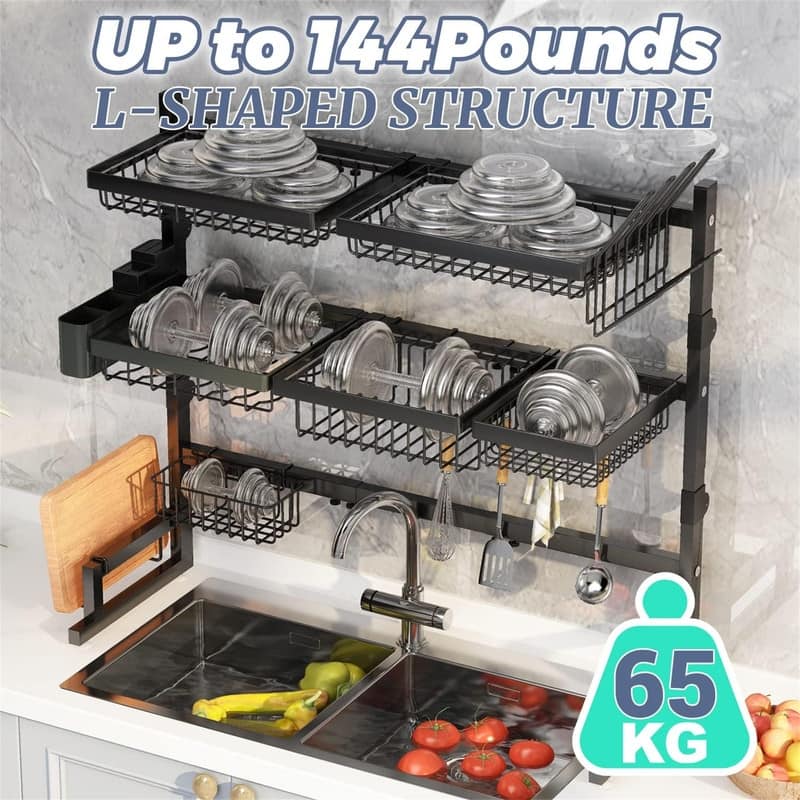 Adjustable Over Sink Dish Drying Rack for Kitchen
