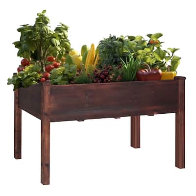 VEIKOUS Wood Raised Garden Bed Elevated Planter Box with Drainage Holes - 46.8''W x 22.4''D x 30.3''H