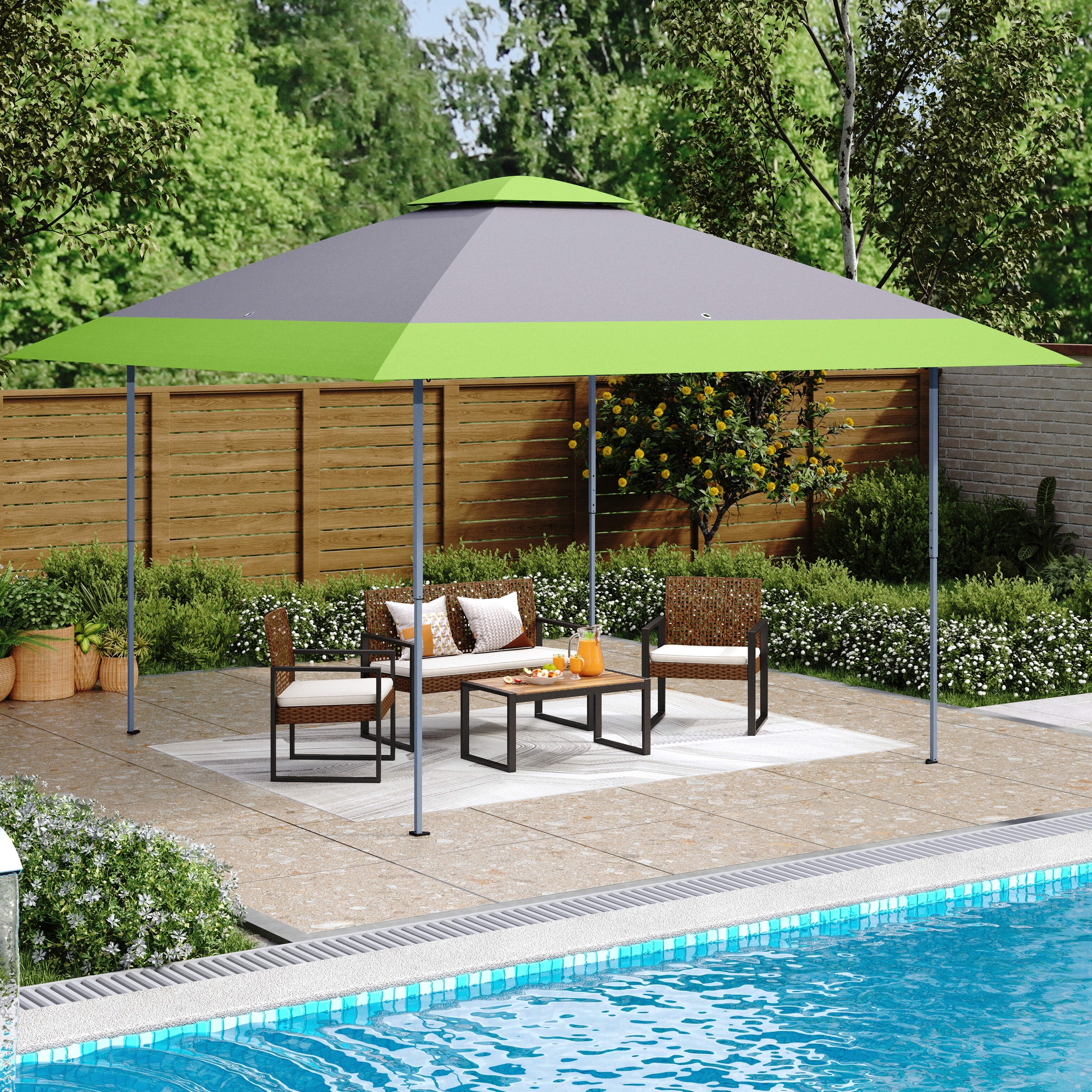 13 x 13 Outdoor Canopy Patio Gazebo Reinforced garden Pop up Canopy Tentwith Elegant Corner Curtain 13x13ft On Sale Bed Bath Beyond 30720849