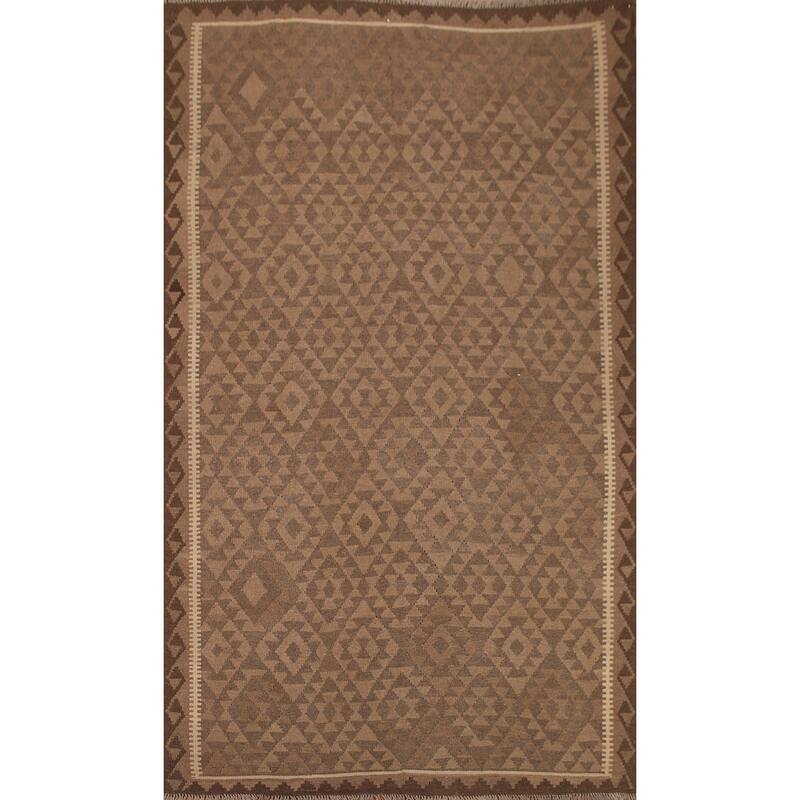 Hand-woven Geometric Kilim Area Rug Oriental Wool Carpet - 6'6"x 9'8"