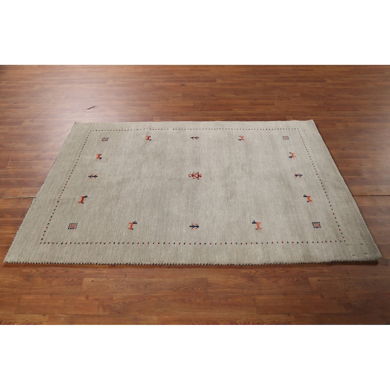 Animals Tribal Gabbeh Oriental Accent Rug Handmade Wool Carpet - 3'11"x 5'10"