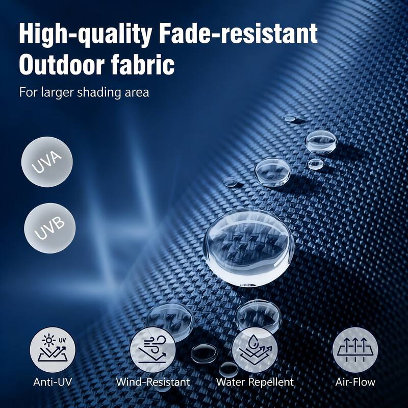 15FT Solar LED Double-Sided Patio Umbrella with Base, 12 Light Strips, 2000mAh