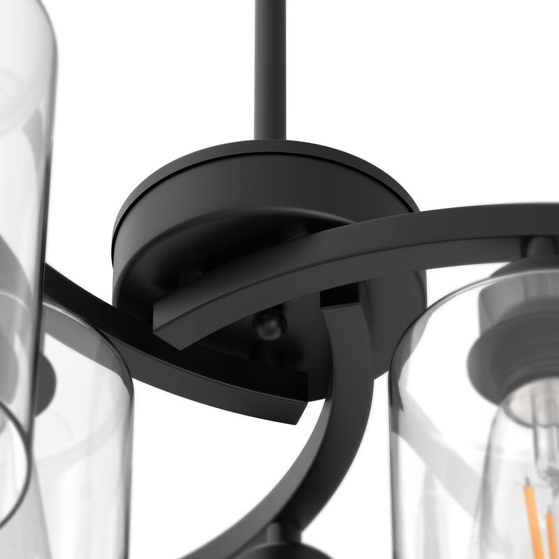 YANSUN 6-Light Industrial Chandelier with Clear Glass Tubes