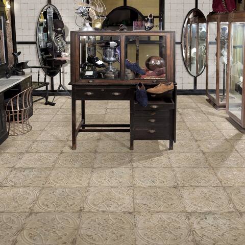 Merola Tile Saja Vintage Blanco 13" x 13" Ceramic Floor and Wall Tile