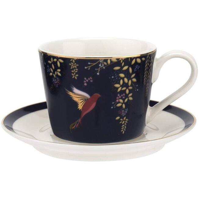 Portmeirion Sara Miller London Chelsea Set of 4 Espresso Cups and Saucers - 4 oz