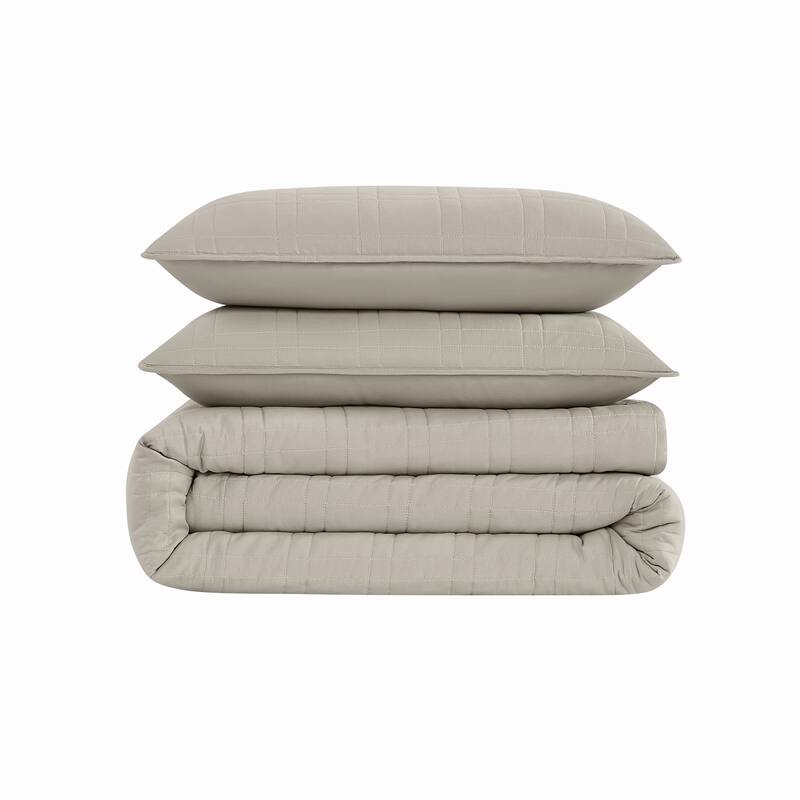 Cannon Heritage Solid 3 Piece Quilt Set - Greige - Twin - Twin XL