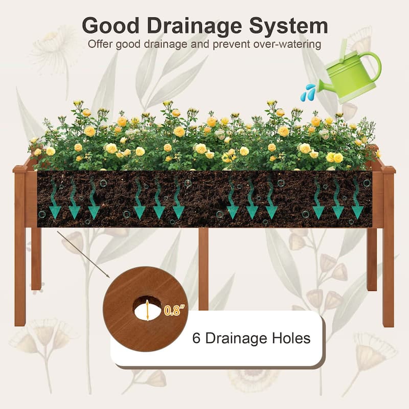 Costway Raised Garden Bed Elevated Fir Wood Planter Box with 2 Large - See Details