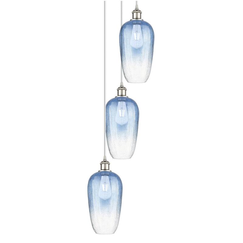 Innovations Lighting 113B-3P-46-14 Brookhaven Flute Pendant Brookhaven - Polished Nickel / Sapphire Blue