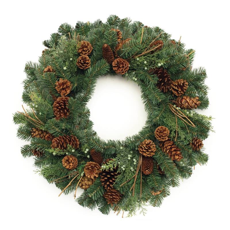 HomeRoots 32" Green And Brown Christmas Pine And Pinecone Artificial Wreath