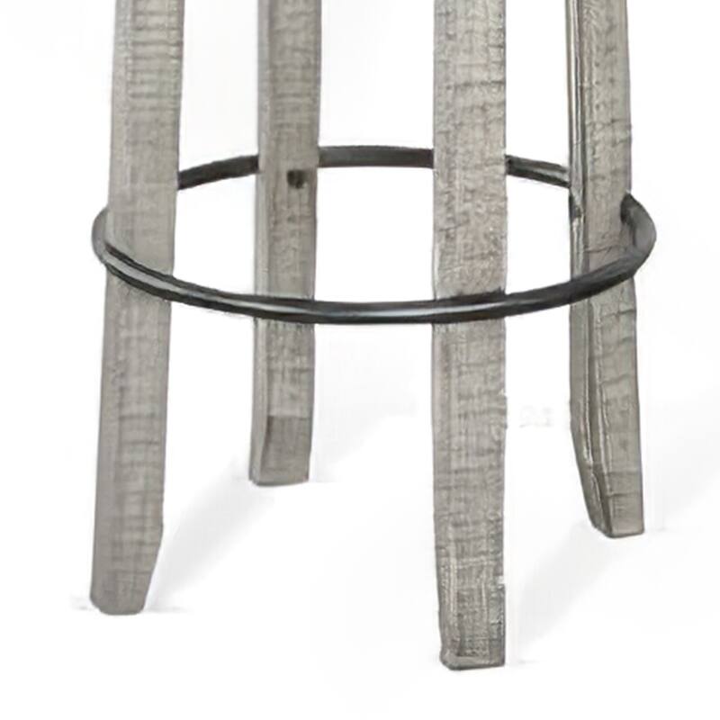 Zeka Swivel Barstool Set of 2, Gray Faux Leather and Mahogany Wood