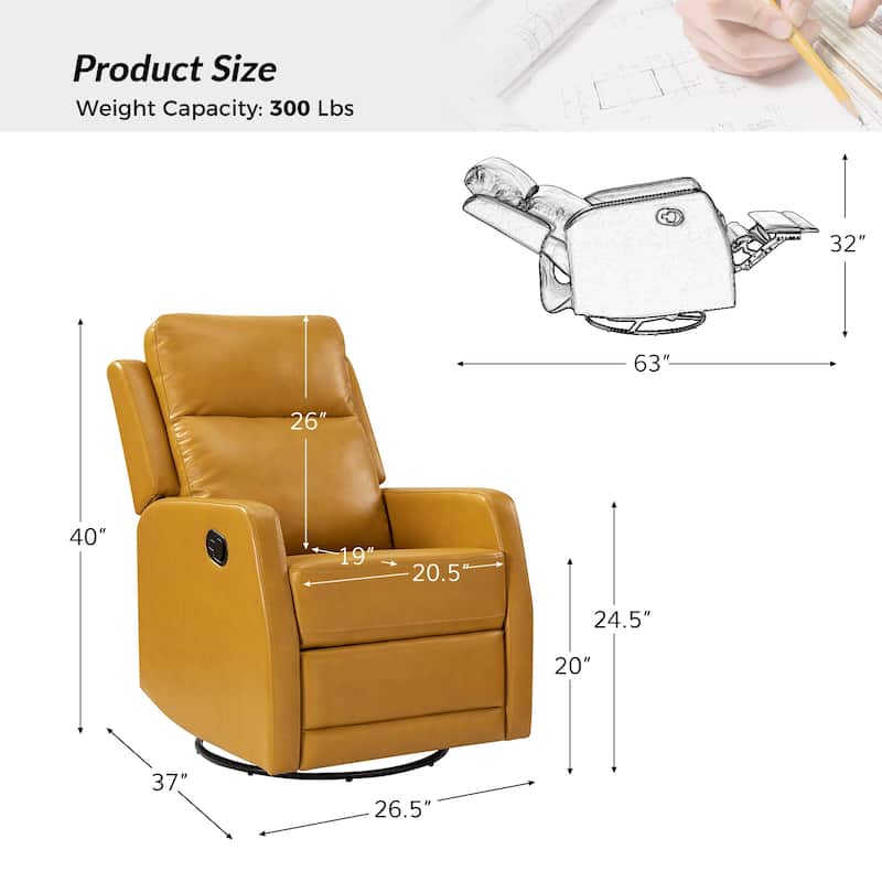 Esteban Modern Faux Leather Manual Rocking Swivel Recliner with Wingback
