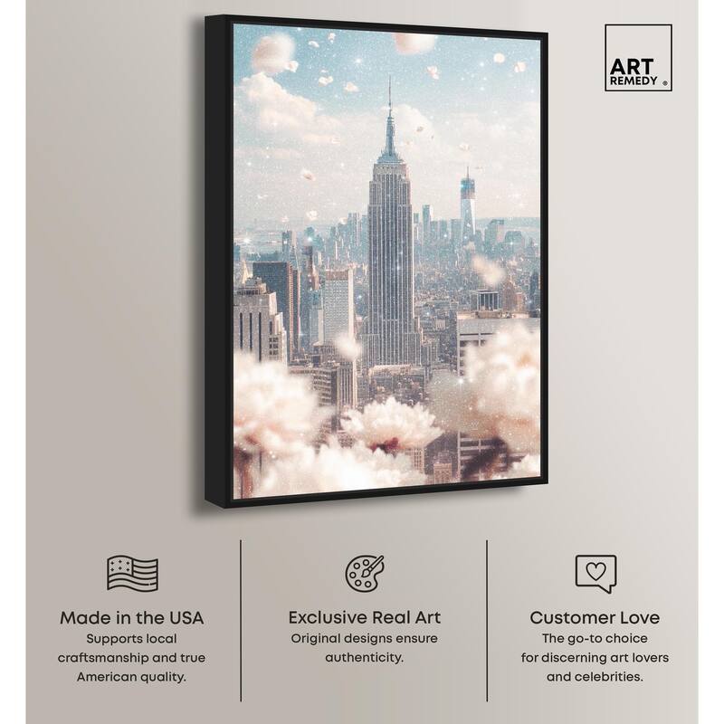 Peonies Over New York Canvas by Art Remedy
