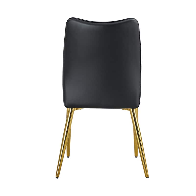 Set of 4 Medieval Modern PU Dining Chair,with soft cushion and metal legs(silver/golden)