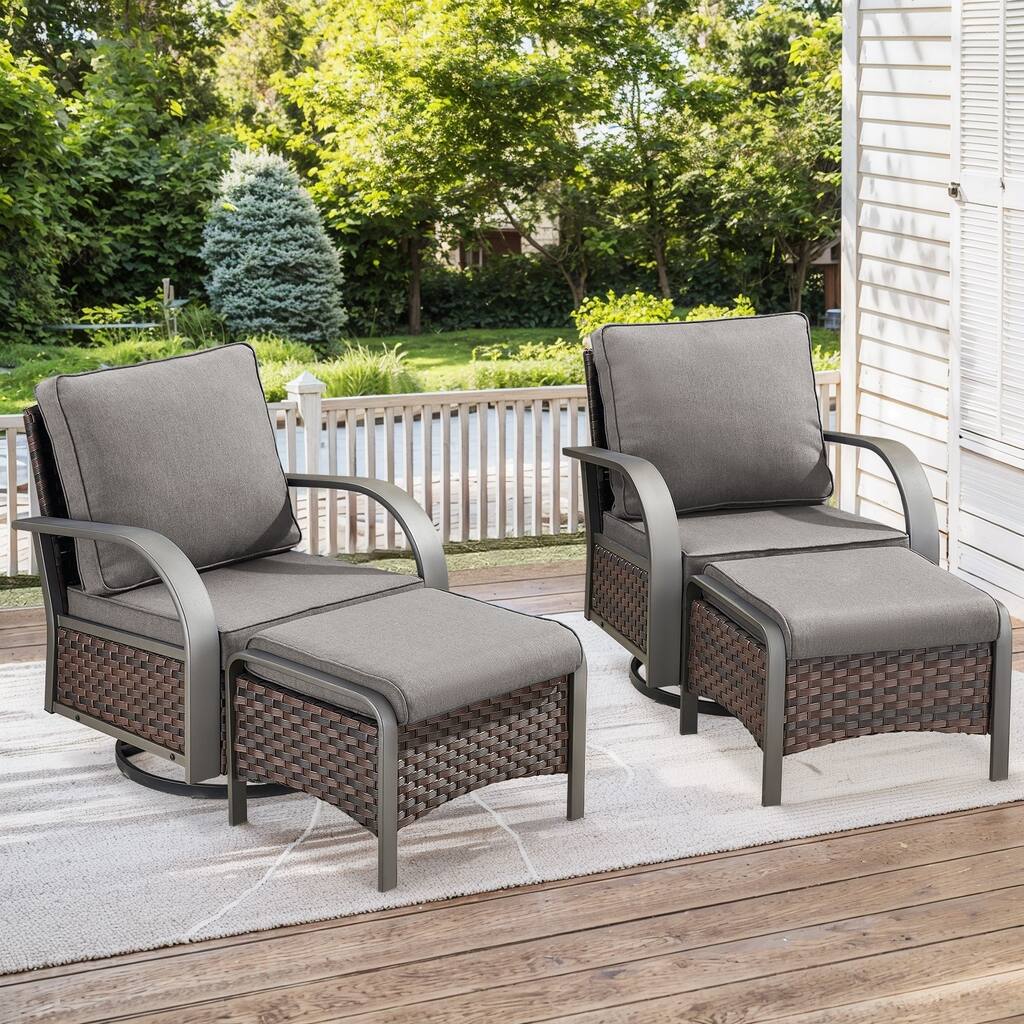 Patio Swivel Rocker Chair Glider Chair with Ottomans