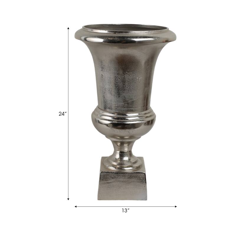 Aluminum Vase Flared Urn Design Tall Metallic Finish - 24" Silver