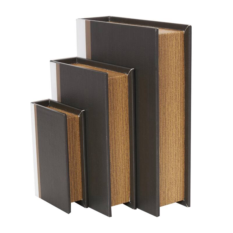 Faux Leather or Linen Fabric Book Storage Box - Set of 3 White, Beige, Black, Red or Light Gray - Roche River Decor
