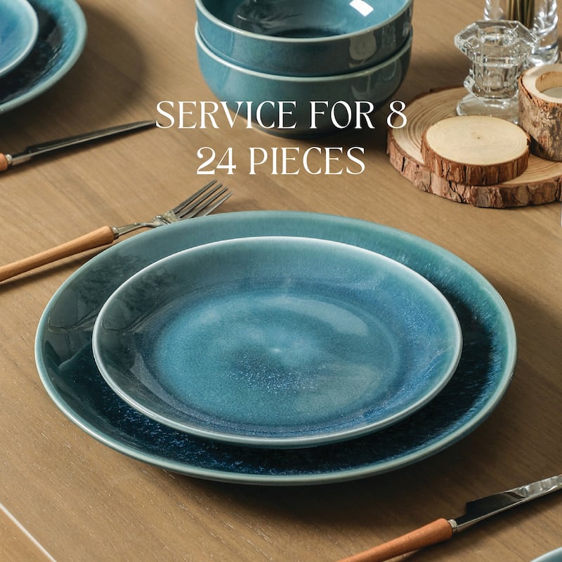 Stone Lain Riley Stoneware Dinnerware Set with Reactive Glaze