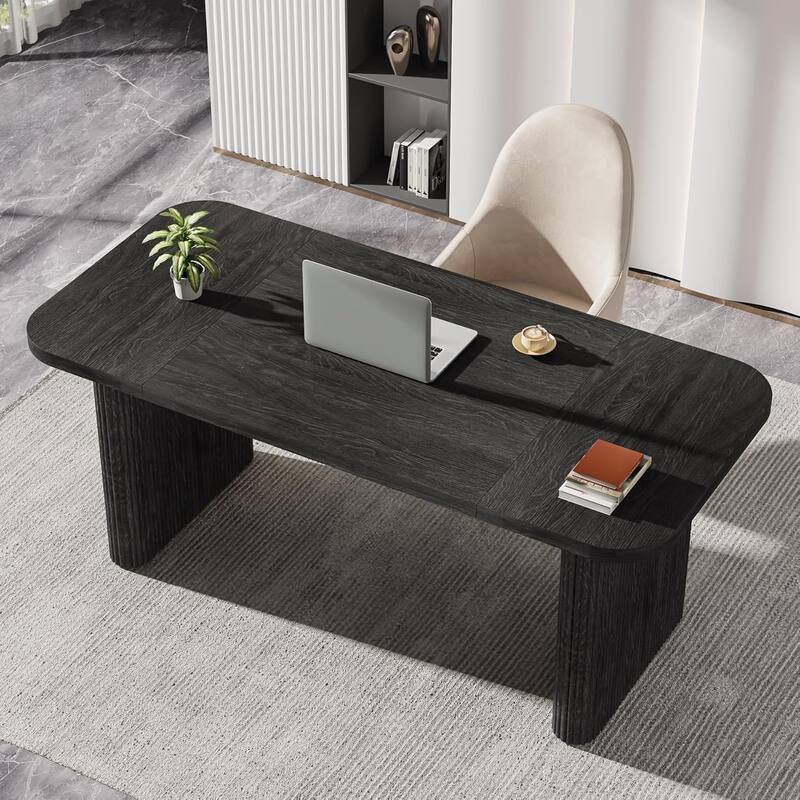 62-Inch Wood Rectangular Executive Desk Large Modern Conference Table for Home Office Boardroom