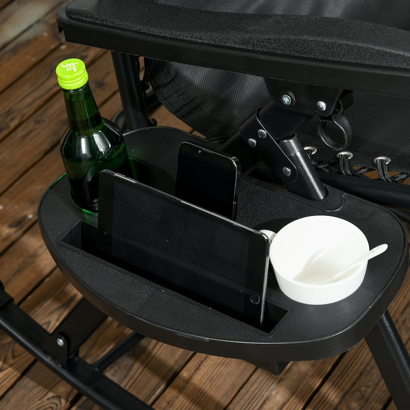 Outsunny 2 Pieces Outdoor Rocking Chairs, Foldable Reclining Zero Gravity Lounge Rocker