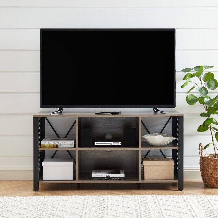 Wood TV Stand Media Console Entertainment Center - Gray Walnut