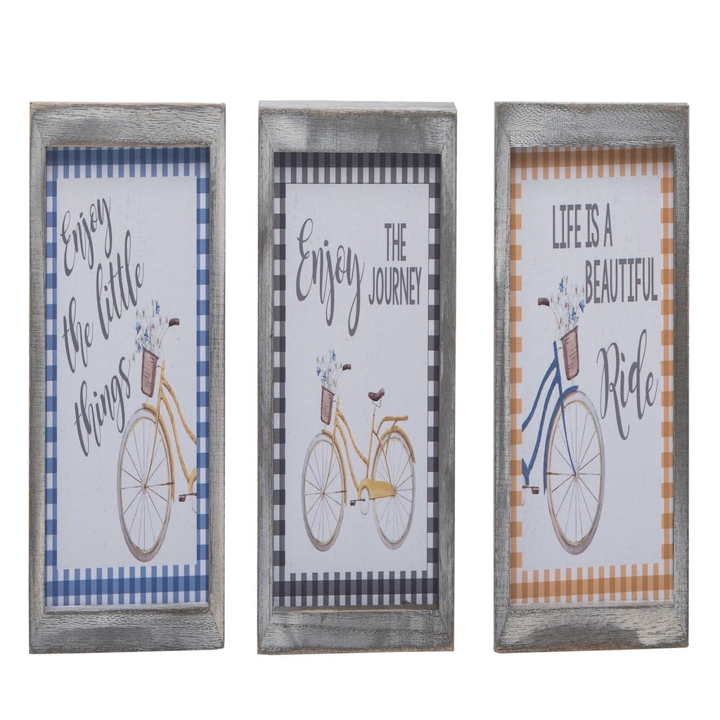 Transpac MDF Beautiful Ride Block Decor Set of 3 Spring Home Decorations