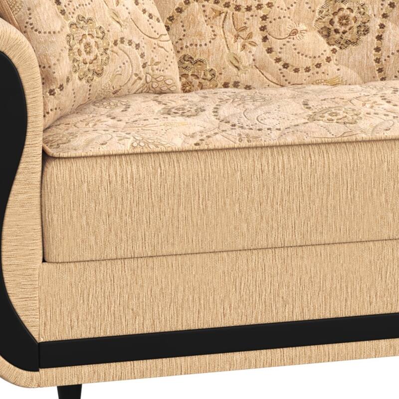 HomeRoots 90" Beige Chenille Convertible Futon Sleeper Sofa And Toss Pillows With Storage