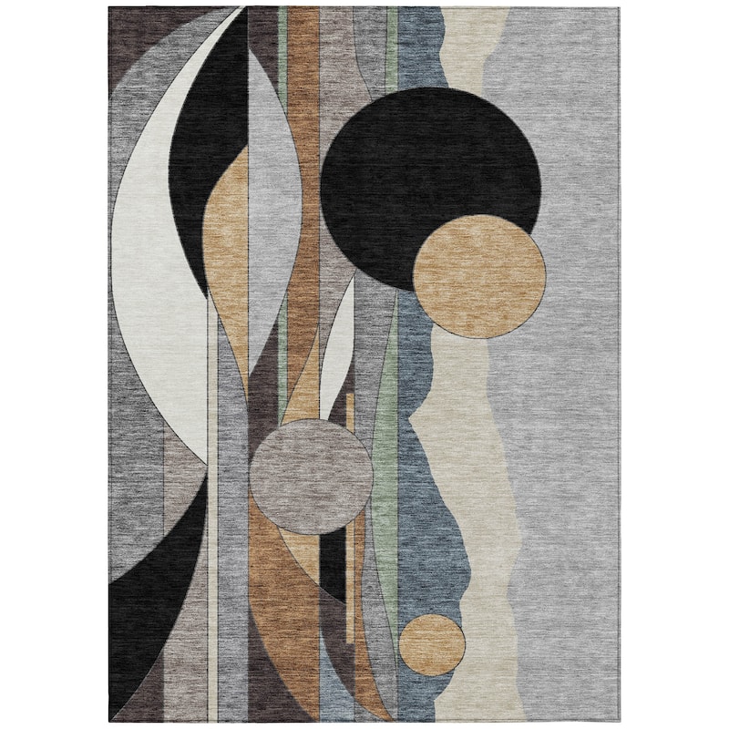 Machine Washable Indoor/ Outdoor Contemporary Retro Chantille Rug